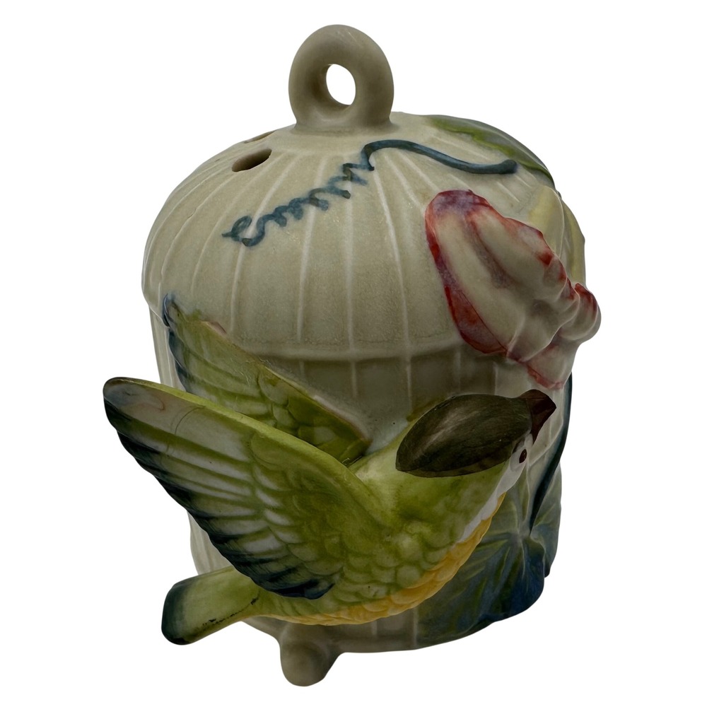 Takahashi Potpourri Sachet Pomander Incense Holder Floral Bird Cream Green Japan